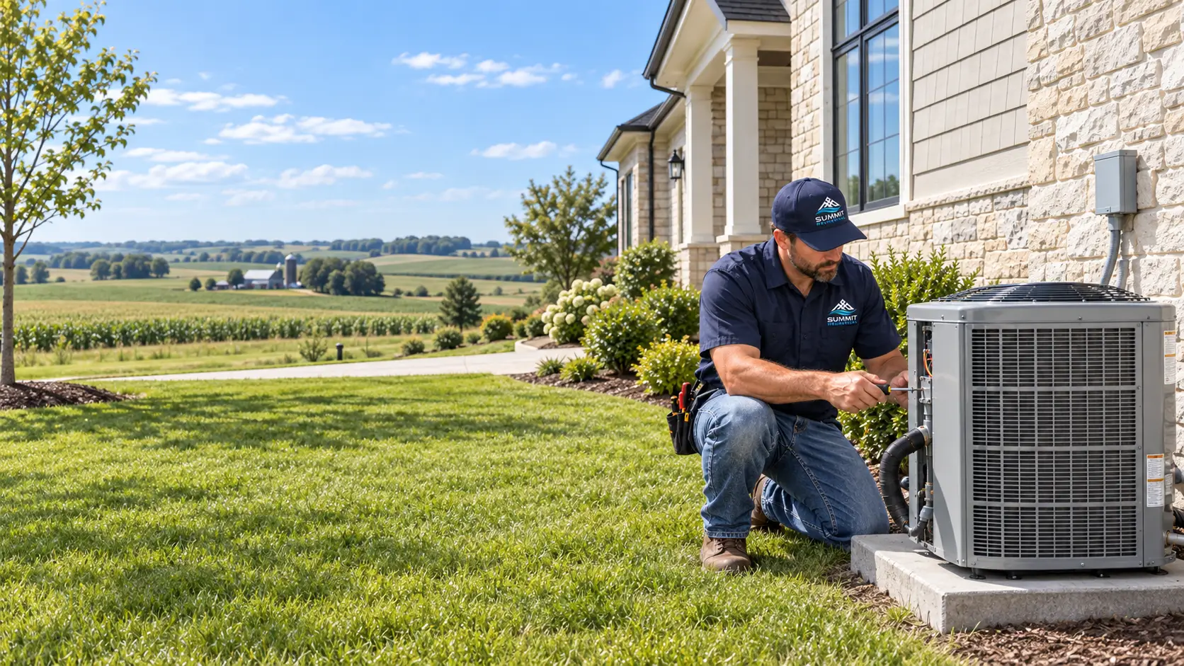 Summit Mechanical technician handling ac installation in Southwest Iowa
